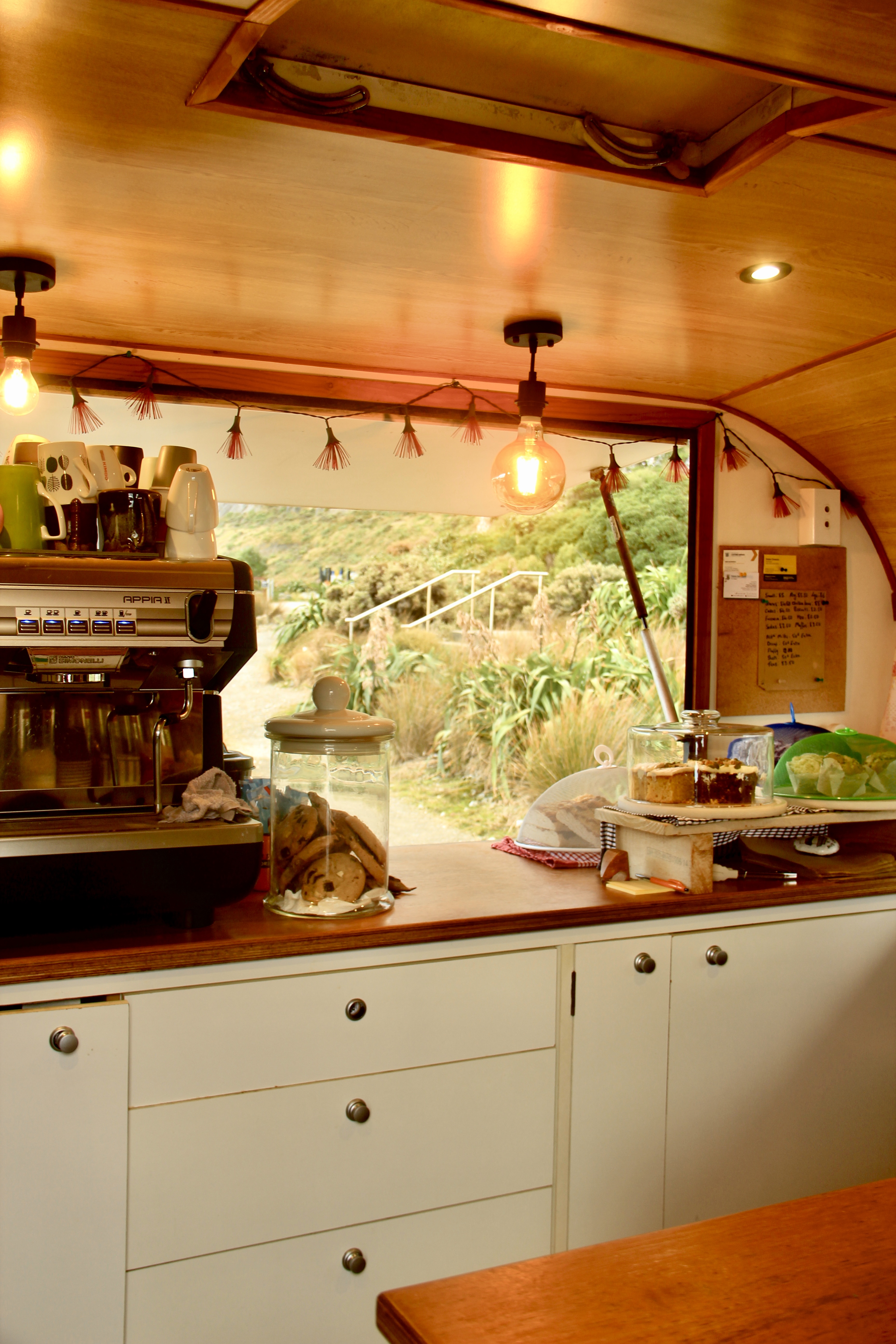 Inside the coffee caravan